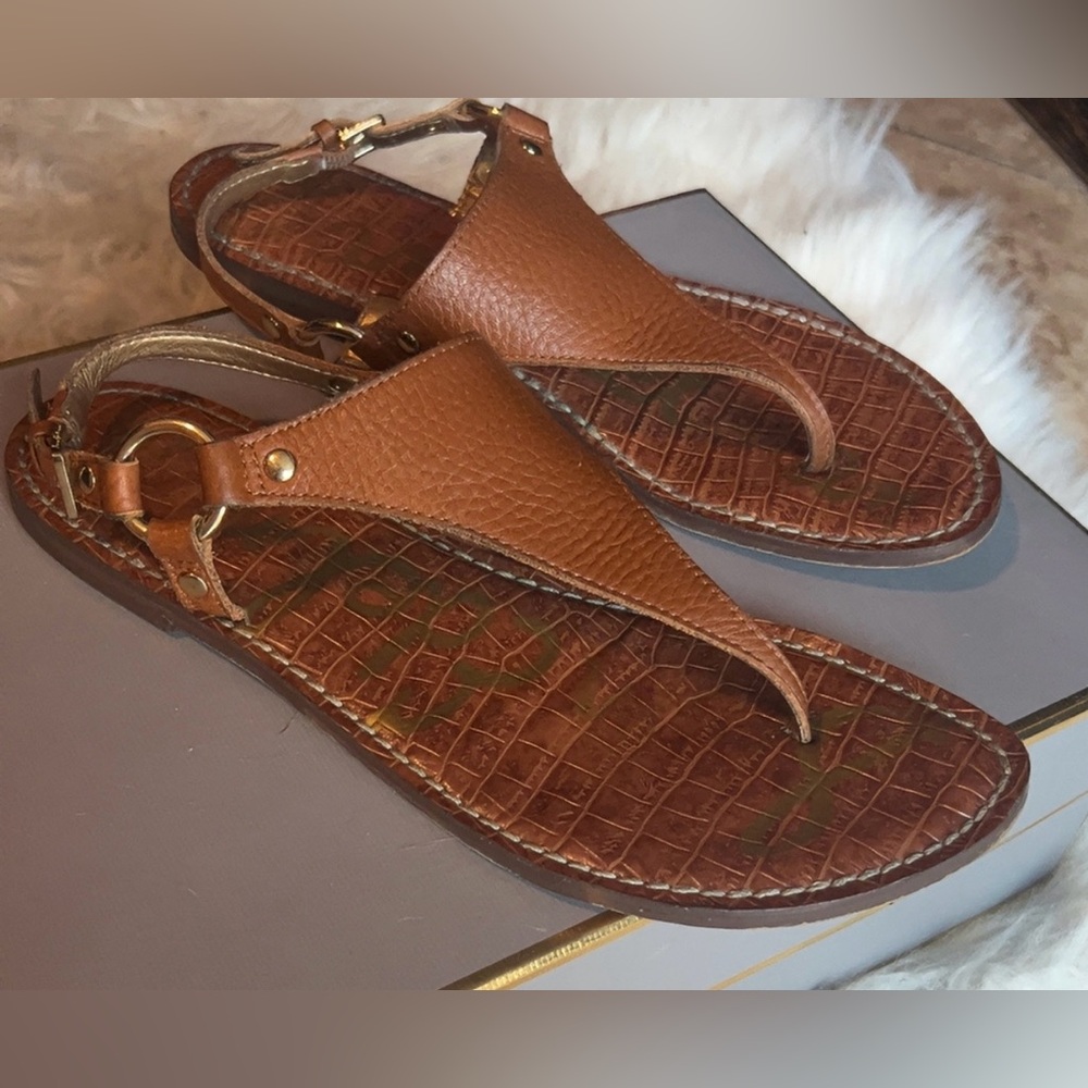 LIKE NEW | Sam Edelman | Brown Pebbled Leather Sandals Shoes Women’s Size 7